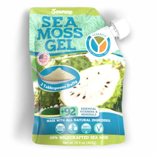 Yemayá The Natural Way Sea Moss gel is 100% wildcrafted from the pristine, marine-protected waters of St. Lucia. Enjoy it in its pure form or choose from our delicious natural fruit flavors made with real fruit: Mango, Strawberry, Pineapple, Passionfruit, Natural, Strawberry Banana and now Soursop!