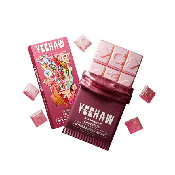 Product Specifications

Designed for explorers seeking creativity, connection, and euphoria.
50g Chocolate Bar with 4g Proprietary Magic Blend per bar.
Proprietary Magic Blend featuring Cordyceps, Kanna, Kava, L-Theanine, Citicoline, Theobromine, Mucuna Pruriens, and Piperine for enhanced mood, focus, and energy.
Available in 3 mouthwatering flavors: Milk Chocolate, Cookies & Cream, and Strawberry Milk.
12 pieces per chocolate bar
3rd Party Lab Tested

Product Description - KOI YEEHAW MILK CHOCOLATE 4G INFUSED CHOCOLATE BAR

*Warm Weather Shipping Notice
Dust off your boots and get ready to ride. YEEHAW isn’t your everyday chocolate. Each bar is powered by our proprietary magic blend, along with a next-gen formulation of cordyceps, kanna, kava, l-theanine, citicoline, theobromine, and more. Experience waves of psychedelic clarity and expanded perception. Your mood lifts, creativity flows, and your senses sharpen as you journey deeper, riding the moment as far as the horizon takes you.

Offered in Milk Chocolate, Cookies & Cream, and Strawberry Milk, delivering a flavorful and euphoric way to step into your mind’s frontier. This bar is made for the bold explorer. Let’s ride. 

* All chocolate orders are cold-packed with an ice pack and insulated foil packaging.

For best results, we strongly recommend selecting faster shipping options during warmer months.

Once delivered, bring your package inside as soon as possible and avoid direct sunlight or high temperatures.

Please note: Chocolate may still soften or melt during transit or after delivery due to warm weather. If needed, refrigerate until firm before enjoying.

Suggested Use

Start with 1 square. Wait 45–60 minutes before deciding if you want more. Adjust to desired experience.

Warning

Adults 21+ only.
This product may cause drowsiness.
Refrain from driving or operating heavy machinery after consumption.
Consult your doctor before taking, especially if taking prescription medications.
Do not exceed recommended serving.
Keep out of reach of children and pets.