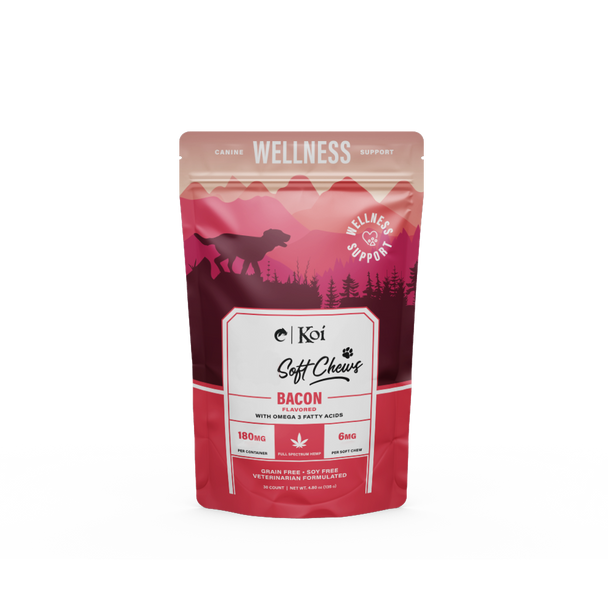 Koi CBD Omega Wellness Soft Chews for Dogs — Bacon, 30 count