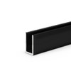 Black Anodized Aluminum 1" Super Deep U-Channel for 1/2" Glass 95" Long