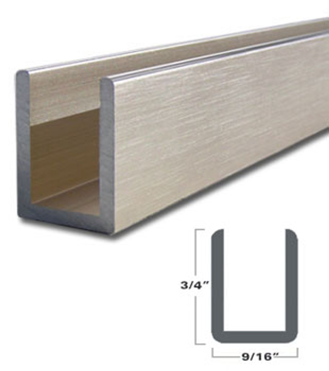 Brushed Nickel Aluminum Deep UChannel for 3/8