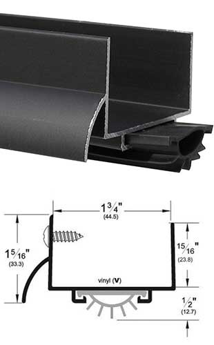 Pemko 216DV36 Dk Bronze Aluminum 1-3/4 U Door Bottom w/Vinyl Seal
