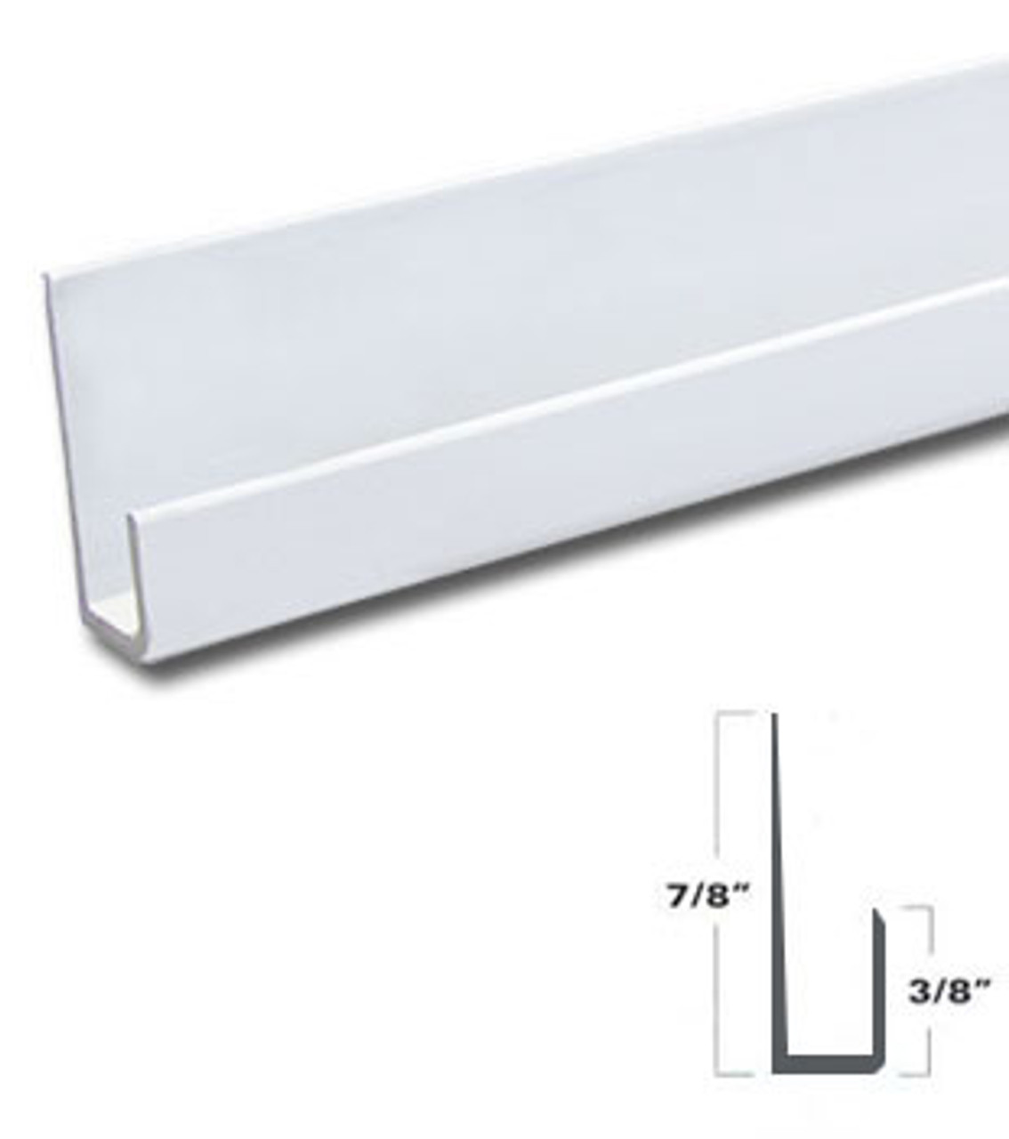White Finished Aluminum J Channel for 1/4 Mirror Support 95