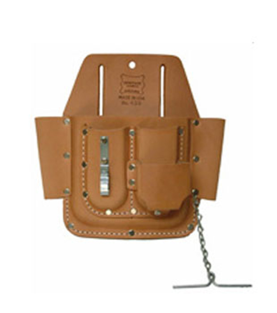 Tool Belt Rigid Fastener Storage Pouch - with Tape Measure Clip