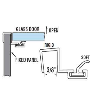 91 Deg. Polycarbonate Shower Door Strike Jamb For 3/8" Glass 95