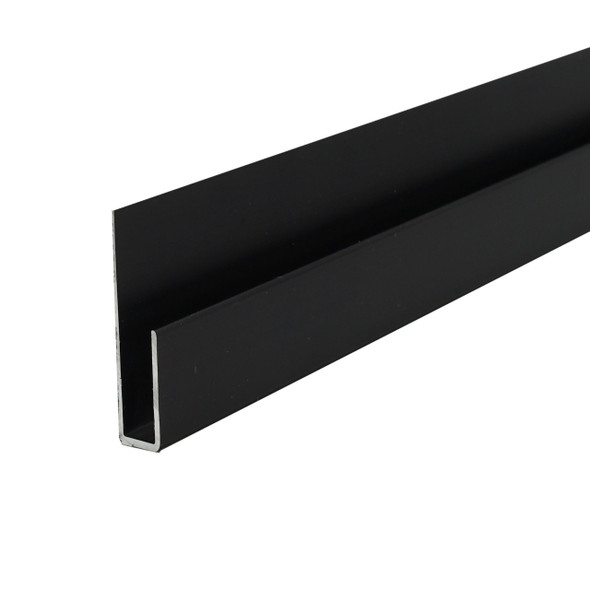 Black Anodize Aluminum Deep J Channel for 1/4" Mirror Support 95" Long