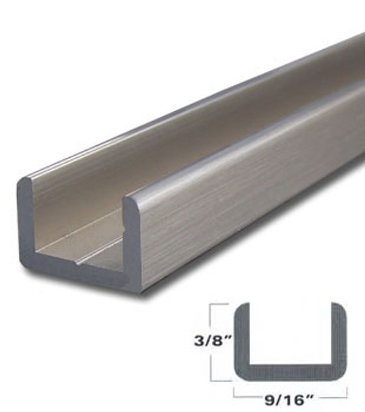 Brushed Nickel Aluminum Shallow U-Channel for 3/8" Glass 95" Long