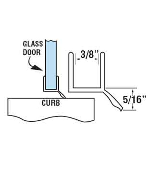 Clear Shower Door Bottom Rail and Wipe Seal For 3/8" Glass- 95" Long