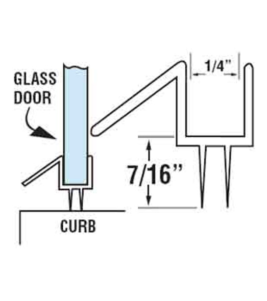 Clear Shower Door Drip Rail and Wipe Seal For 1/4" Glass- 95" Long