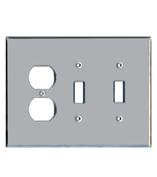 1 Duplex + 2 Toggle Acrylic Mirror Outlet Cover Plate