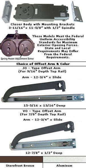 International Adjustable D312 ADA OH Closer Kit - Off. Arm - 90 HO