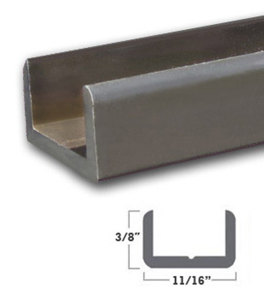 Matte Black Aluminum Shallow U-Channel for 1/2" Glass 47-7/8" Matte Black Aluminum Shallow U-Channel for 1/2" Glass 47-7/8"