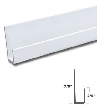 White Finished Aluminum J Channel for 1/4" Mirror Support 47" Long
