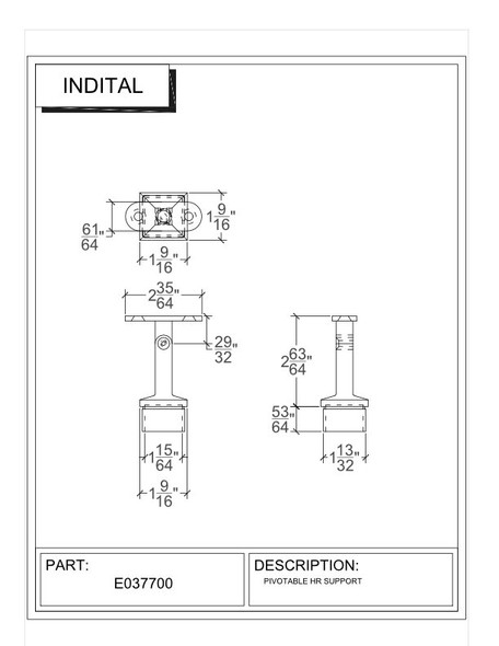 Pivotable Square Handrail Support specs