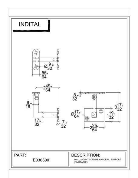 Piviotable Wall Mounted Handrail Support specs