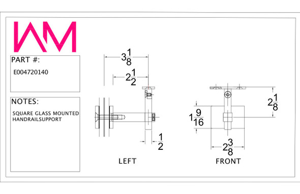 Pivotable Square Handrail Support specs