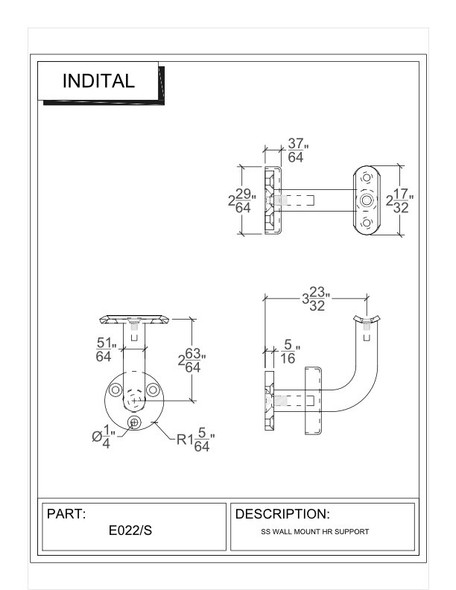 Round Wall Handrail Support specs