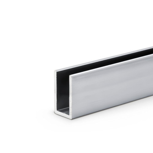 Brite Chrome Anodized Aluminum 1" Super Deep U-Channel for 3/8" Glass 95" Long