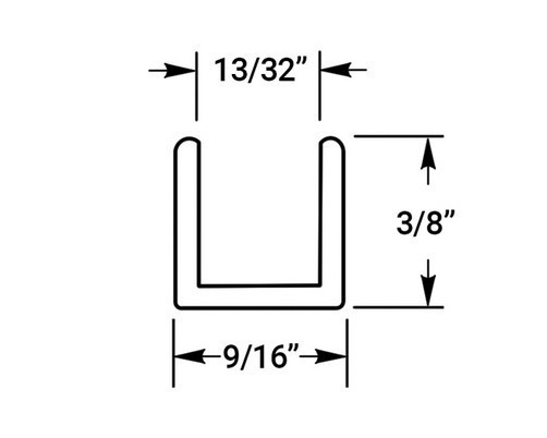 Satin Brass (Brushed Gold) Aluminum Shallow U-Channel for 3/8" Glass 47" Long