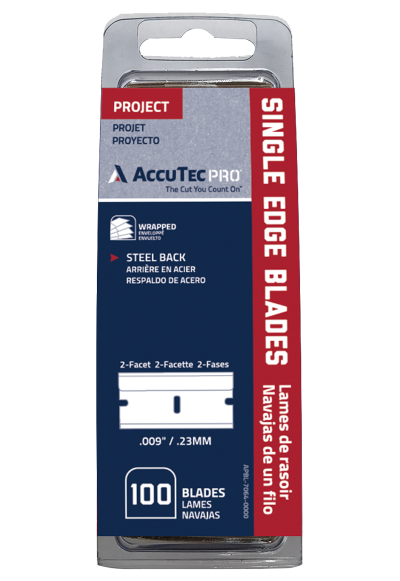 AccuTec PRO Steel Back Single Edge Razor Blade, 100 Pack