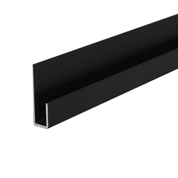 Black Anodized Aluminum J Channel for 1/4" Mirror Support 47-7/8" Long