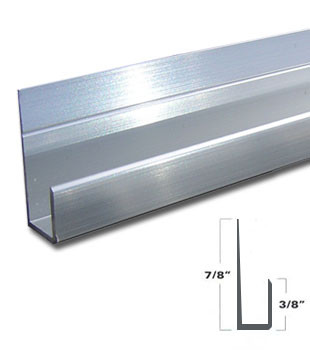 Chrome Anodized Aluminum Shallow J Channel for 1/4" Mirror Support 95" Long