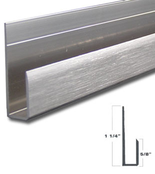 Brushed Nickel Aluminum Deep J Channel for 1/4" Mirror Support 95"