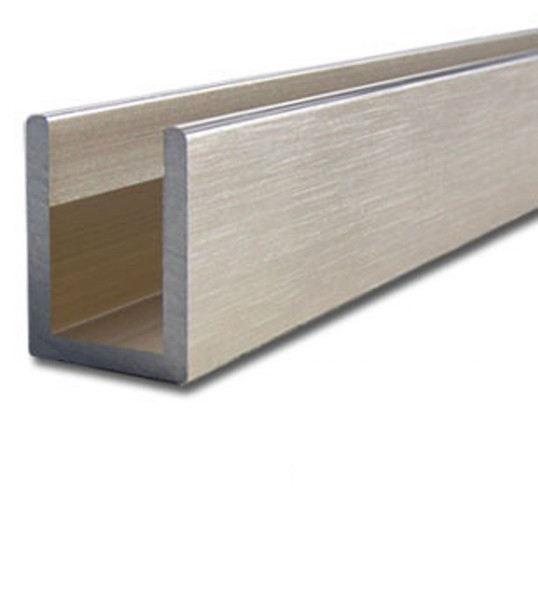 Brushed Nickel Anodized Aluminum Deep U-Channel for 3/8" Glass 47" Long