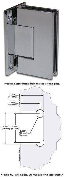 Chrome American Classic Wall Mount Full Back Plate Shower Door Hinge