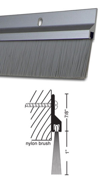 Clear Anodized Aluminum with 1" Brush Door Sweep 48" - 601A-48