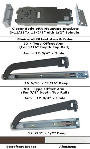 International D233 Medium Concealed Overhead Closer Kit - F Arm 90 NHO