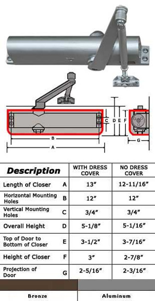 International 5051 ADA Adjustable 8.5 lb Surface Mount Door Closer