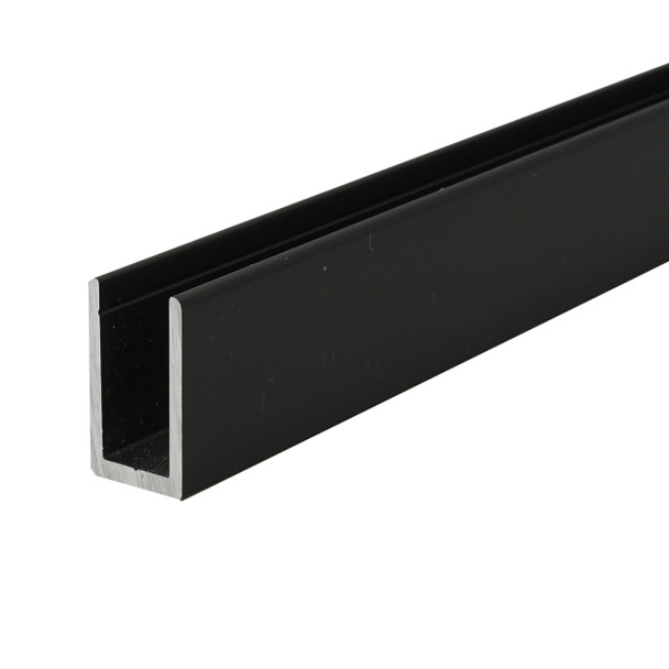 Matte Black Aluminum Deep U-Channel for 1/2" Glass 95" Long