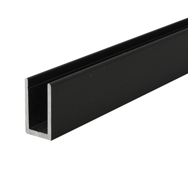 Black Anodized Aluminum Deep U-Channel for 3/8" Glass 47" Long