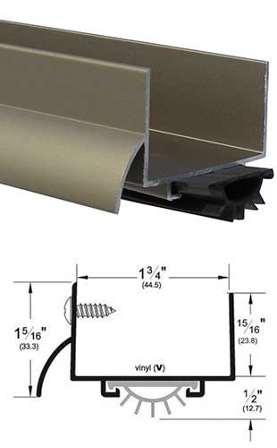 Pemko 216SNV36 Satin Nickel 1-3/4 U Door Bottom with Vinyl Seal 36