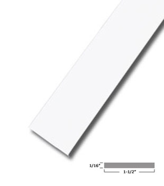 1-1/2" X 1/16" Aluminum Flat Bar White Finish with Tape 47-7/8"