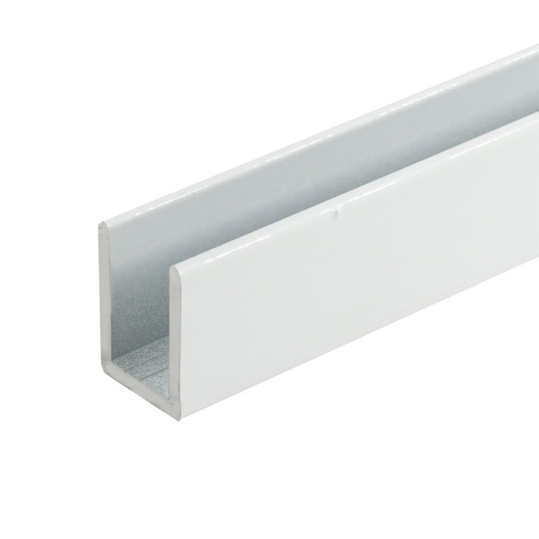 White Finish Aluminum Deep U-Channel for 3/8" Glass 95" Long