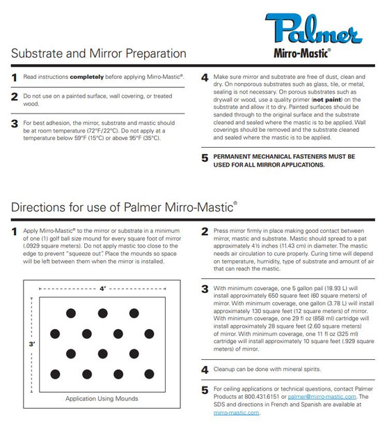 Palmer Mirro-Mastic - 11 oz