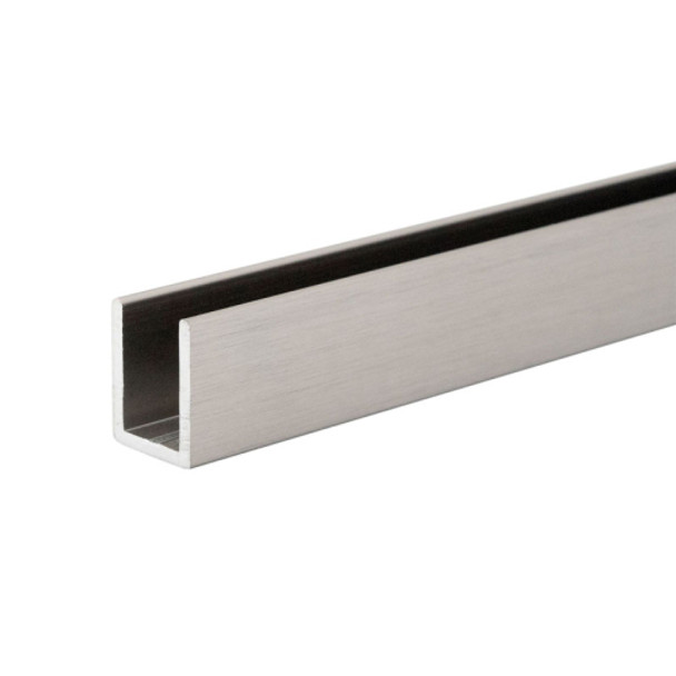 Brushed Nickel Aluminum Deep U-Channel for 1/4" Glass 47-7/8" Long