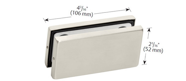Glass Transom Stop Patch (PFT-70) Satin Stainless Steel