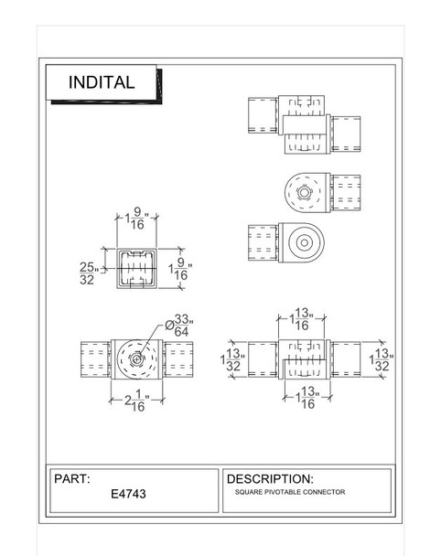 Square Pivotable Connector For Square Tube specs