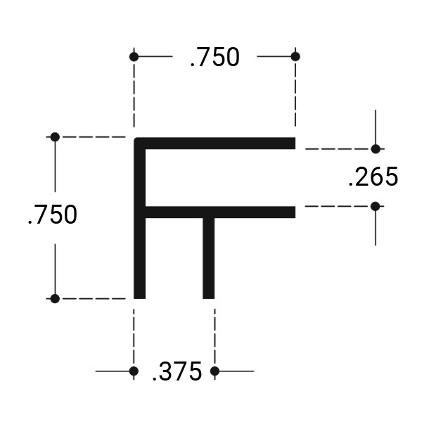Aluminum Mirror Corner Extrusion Satin Anodized 95" Long
