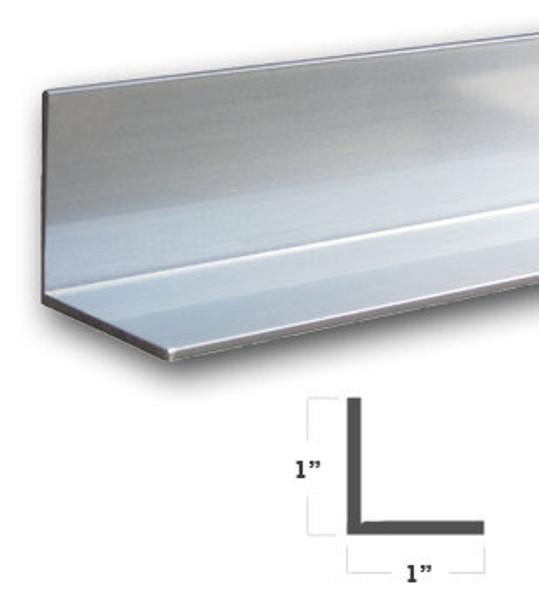1" x 1" x 1/16" Aluminum Angle Anodized Bright White Powder Coat Finish 47-7/8"