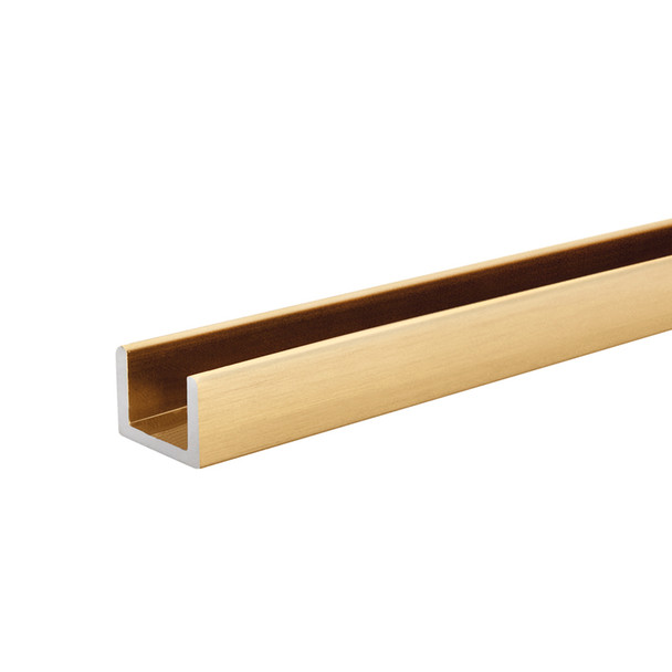 Satin Brass (Brushed Gold) Aluminum Shallow U-Channel for 3/8" Glass 95" Long