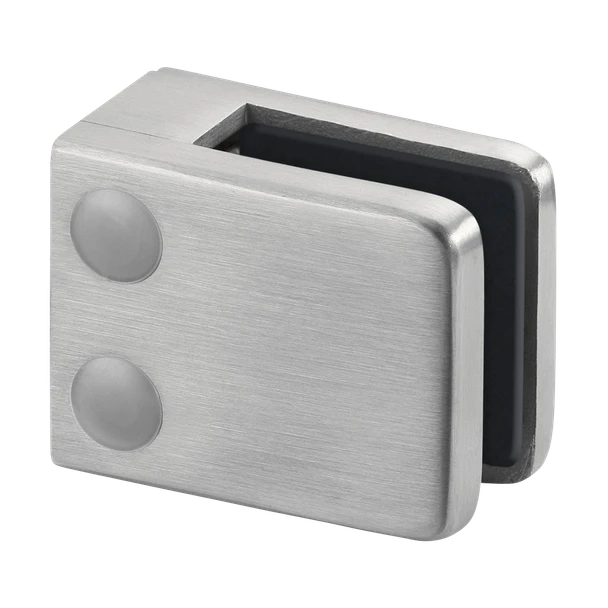MOD 4200 Brushed Satin Indoor Glass Clamp Low Profile with Flat Base for 3/8" Glass - Pack of 4