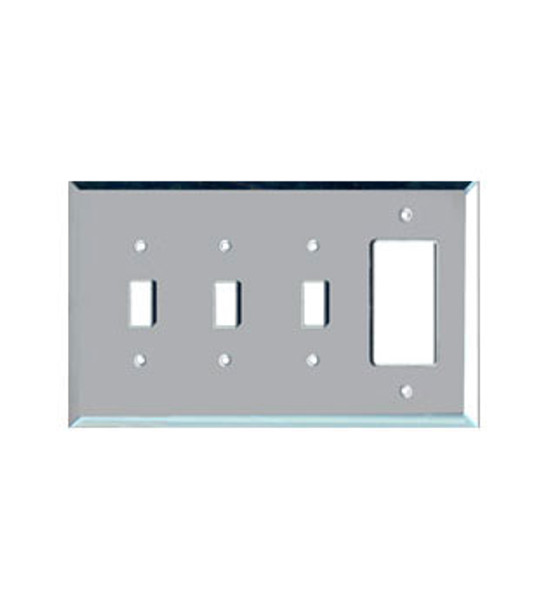 3 Toggle + 1 Decora Glass Mirror Outlet Cover Plate