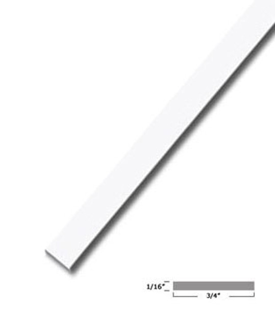 3/4" X 1/16" Aluminum Flat Bar White Finish with Tape 47-7/8" Long