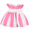 front view of Gianfranco Ferre Pink Striped Bow Dress. Straight from the fairytale. Satin, techno fabric, logo, bow-detailed, solid color, peter pan collar