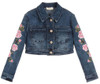 photo of MONNALISA Cropped Denim Jacket with Embroidered Flowers for Girls by MONNALISA