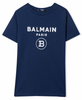 photo of BALMAIN Blue logo-print cotton T-shirt for Boys and Girls by BALMAIN